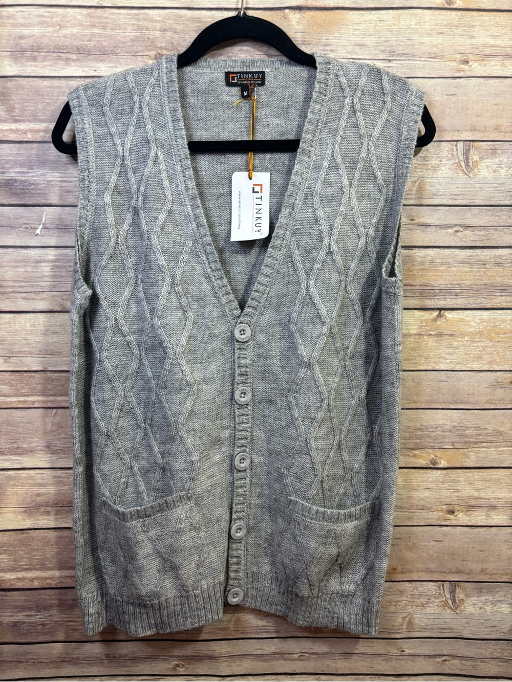 NWT Tinkuy Alpaca & Wool Women's V-Neck Button Up Gray Vest Size Medium